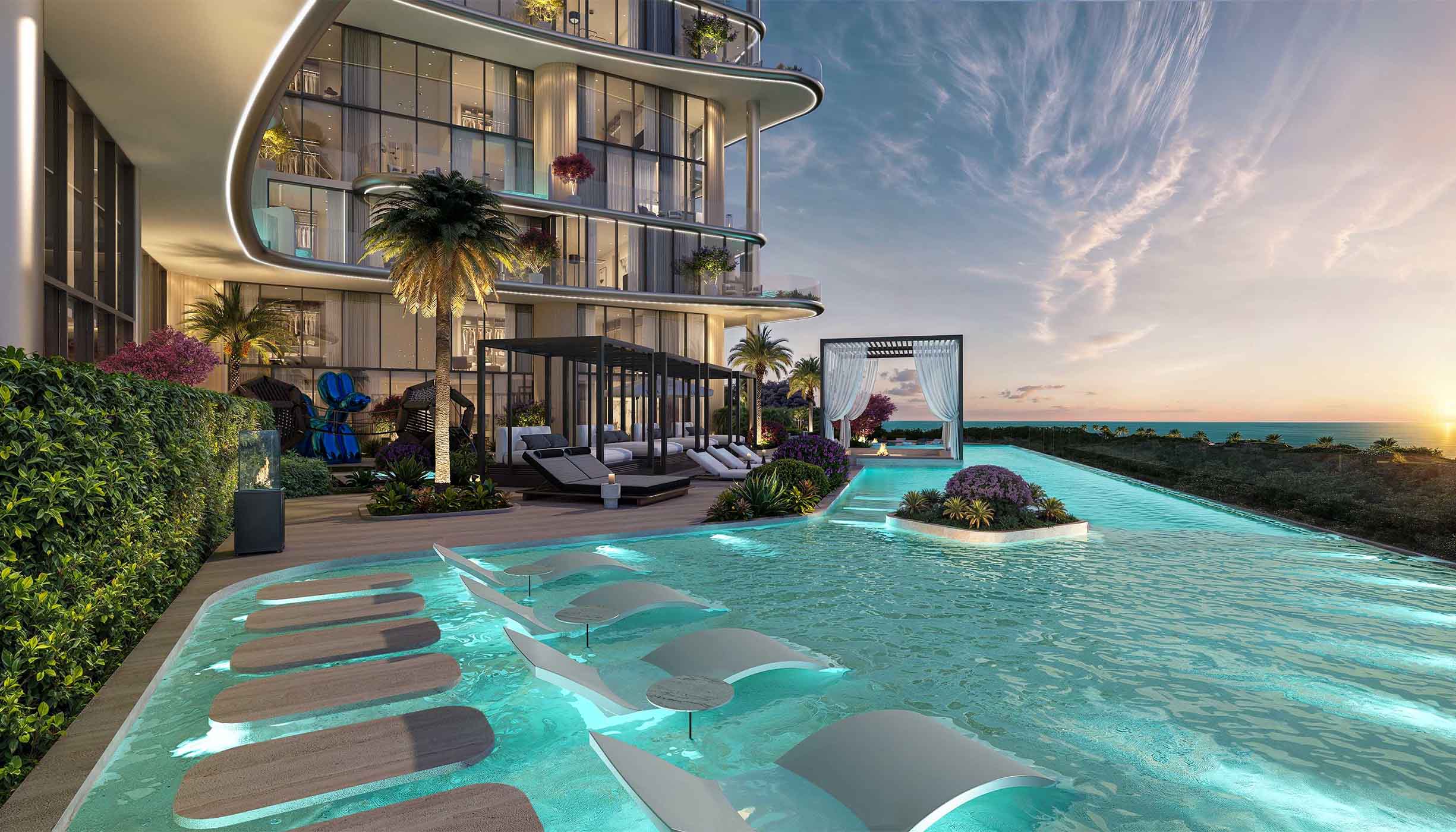 Infinity pool with sea view at Villa del Gavi Dubai Islands luxury residences