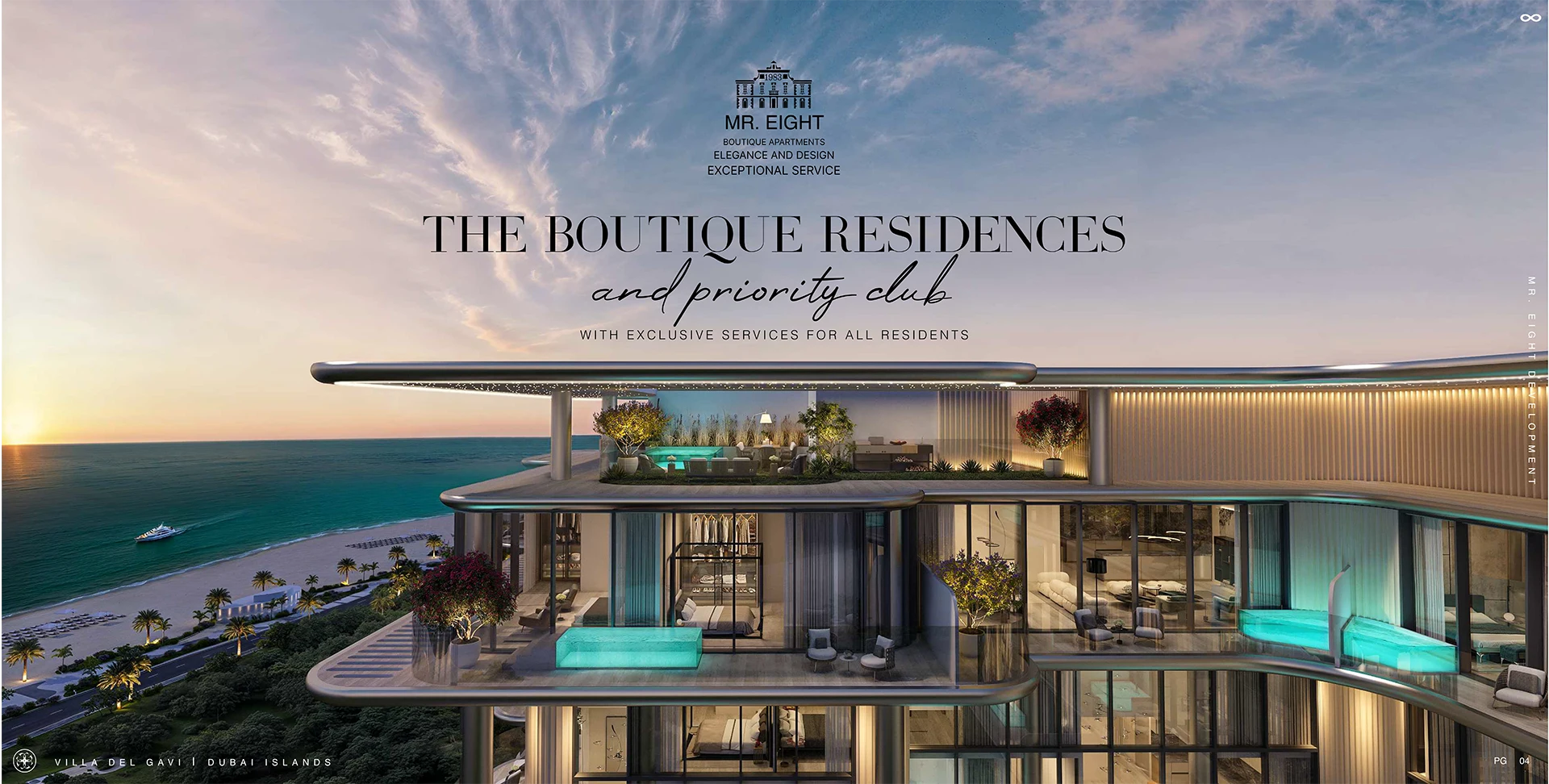 Boutique residences and priority club at Villa del Gavi Dubai Islands exterior view